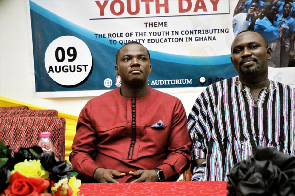 A picture of the Member of Parliament for Kwadaso Constituency, Dr. Samuel K. Nuamah (left) and the representative of the Ashanti Regional Minister, Mr Simon Osei Mensah attentively listen to a presentation