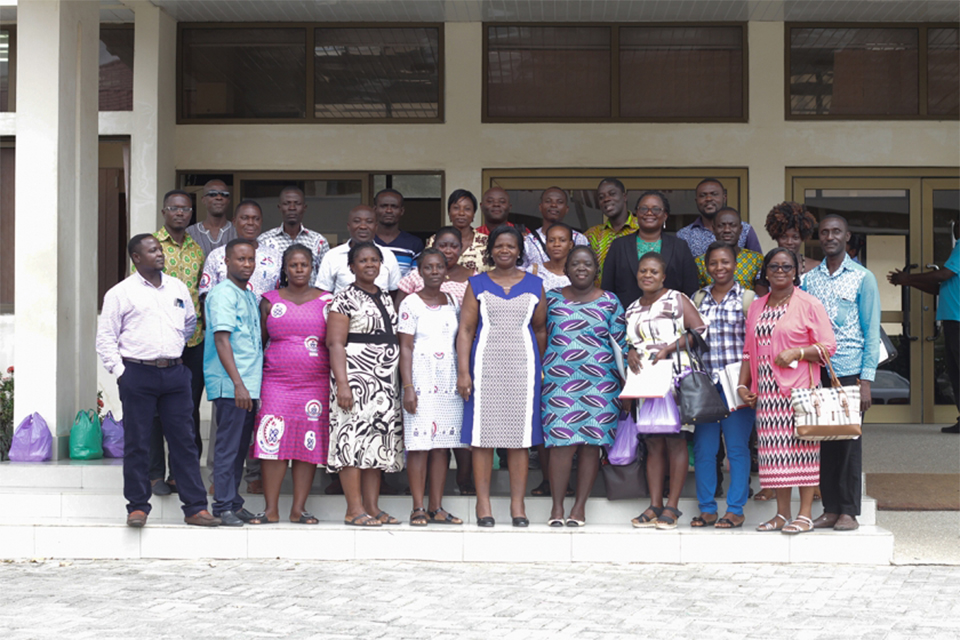 A picture of participants in a pose after the training