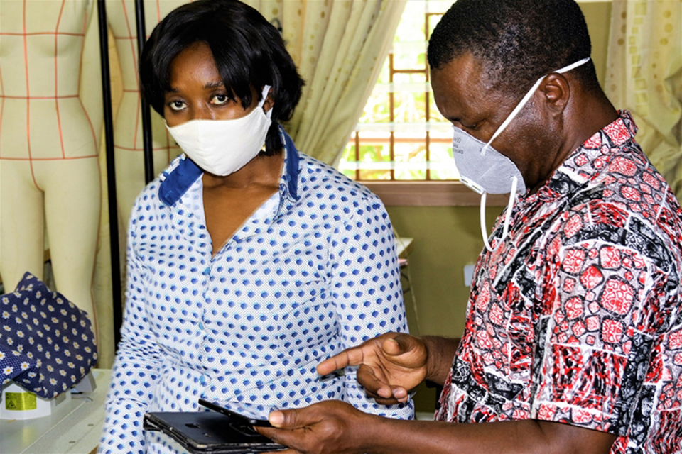 staff wearing the face mask for proof