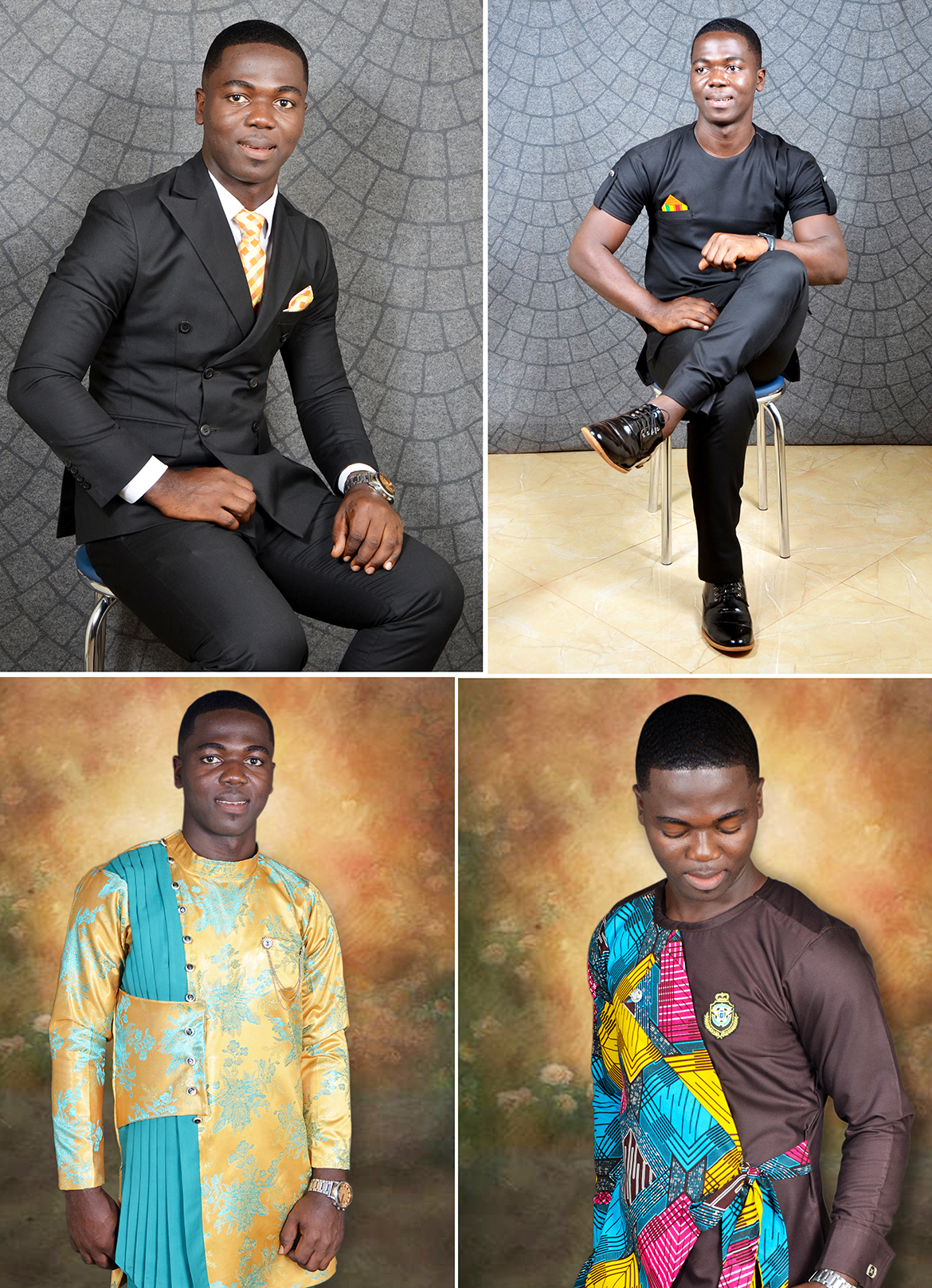 Mr. Ernest Osei Bonsu displaying some of his customised designs