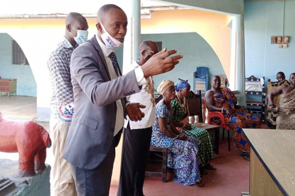 Principal of COLANG, Professor Dominic Kwaku Danso Mensah interacting with Nananom