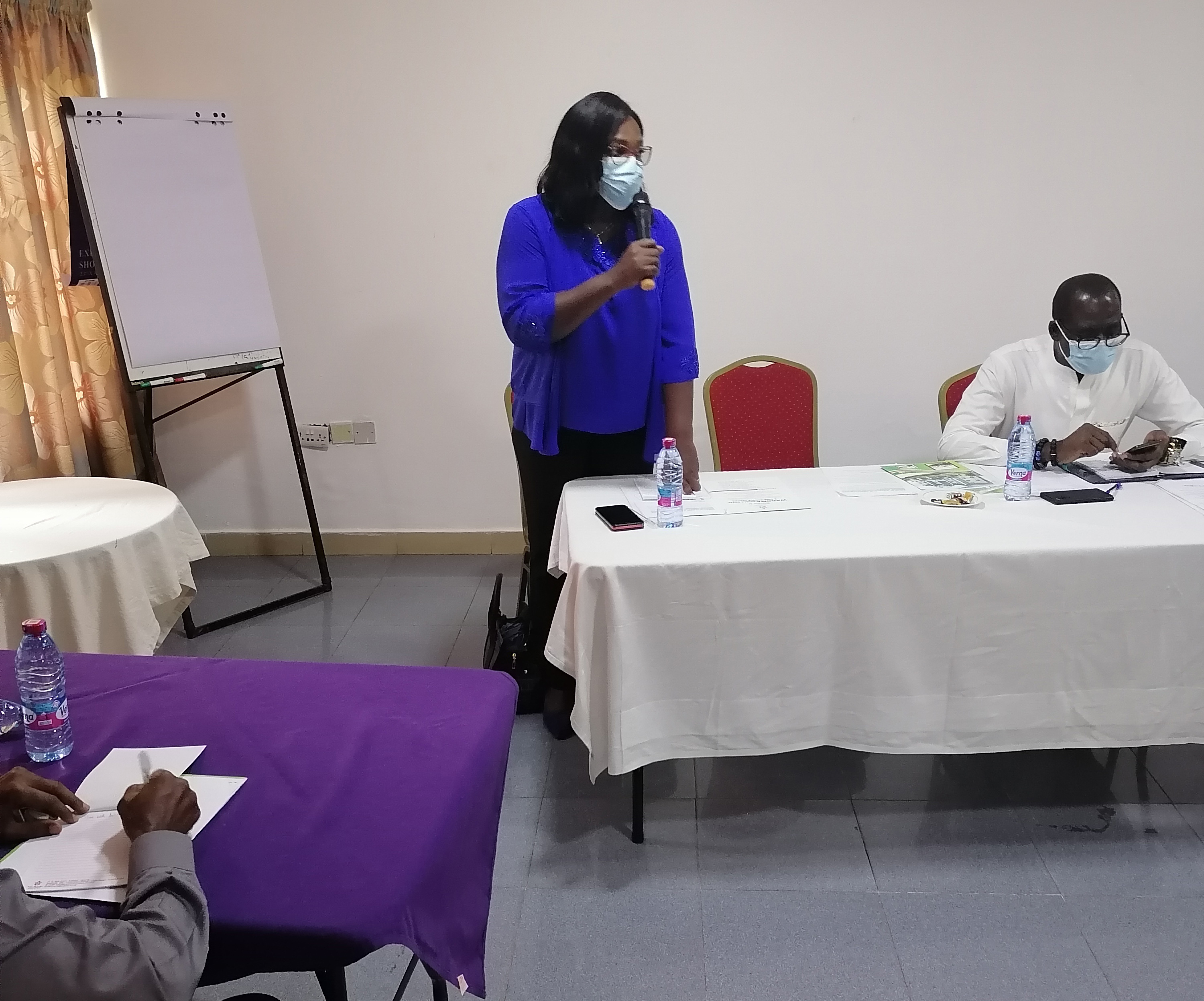Dr. (Mrs) Beth Offei-Awuku briefing participants on guidelines for the resumption of tutorials at the various study centres