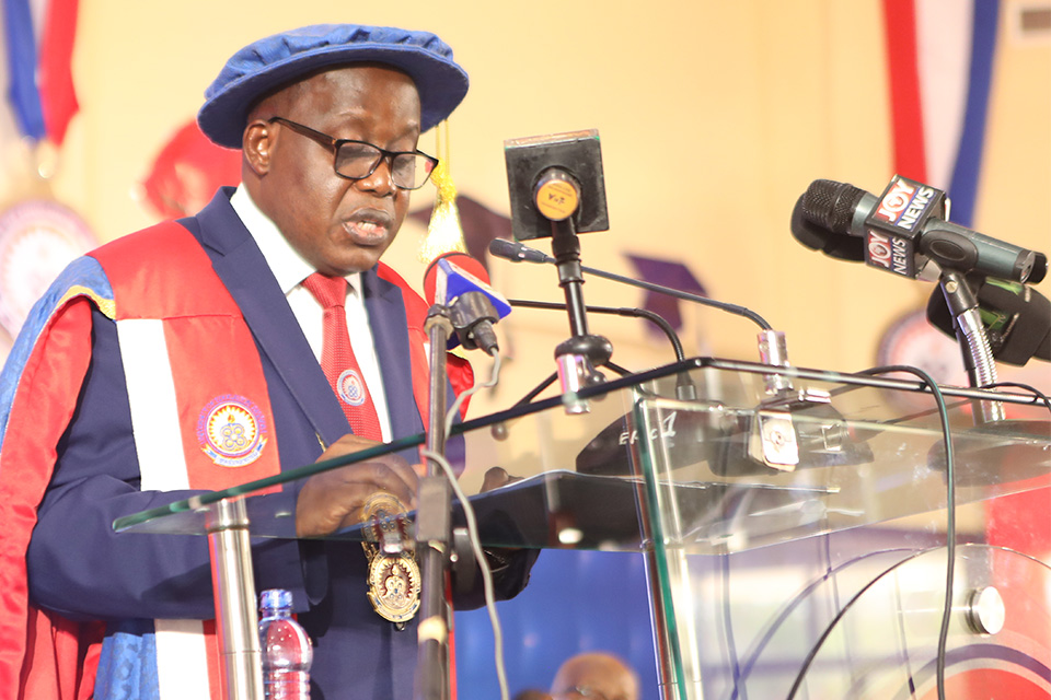 Rev. Fr. Prof. Afful-Broni imploring staff and students to maintain the newly commissioned facilities for as long as practicable