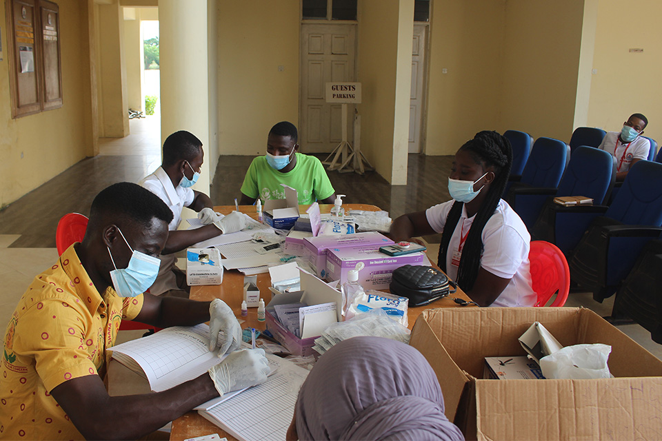The sensitisation team at work at the Jophus Anamuah–Mensah Conference Centre