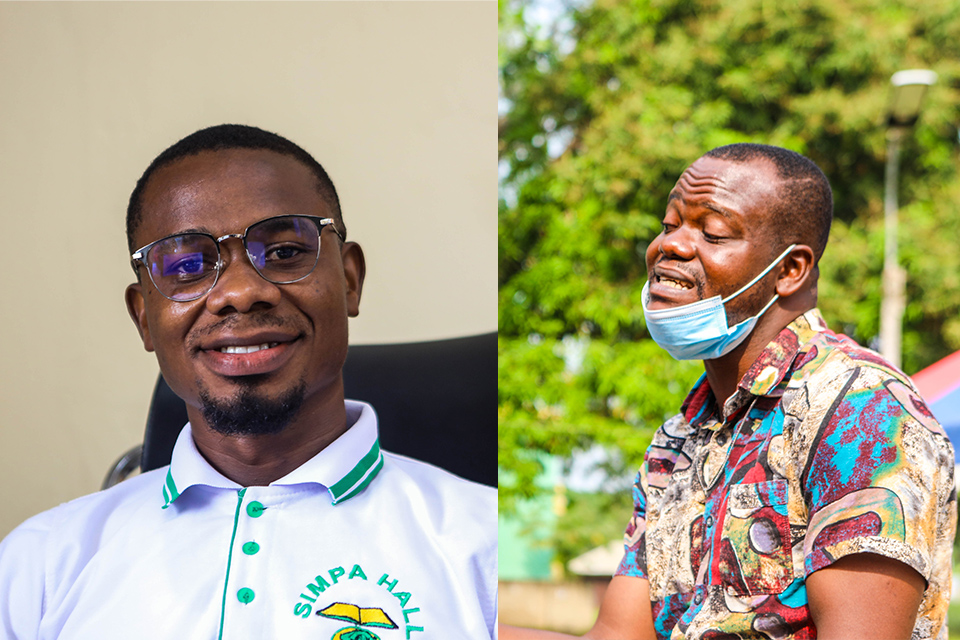 Hall President, Mr. Samuel Osei (left) and Mr. Joseph Havi, MTN Mobile Money controller