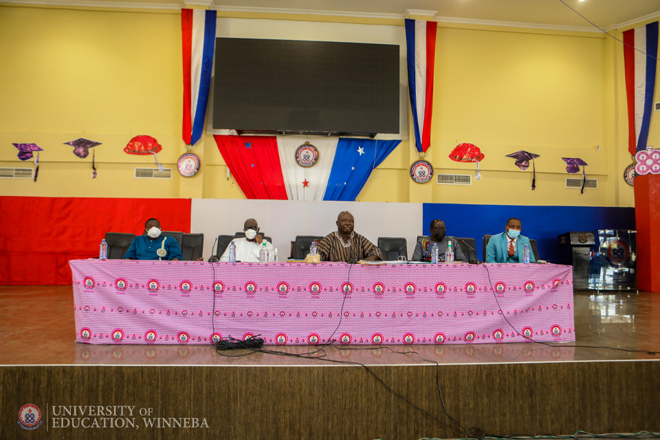 Council Chairman, Nana Ansah I (third from left) with the Vice-Chancellor, Prof. Mawutor Avoke and other members of management