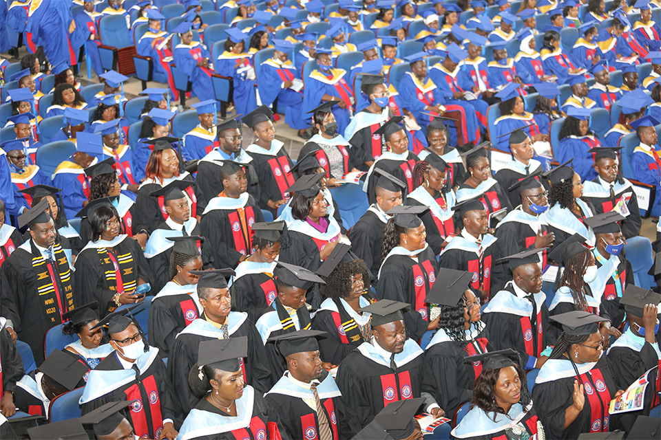 A cross-section of postgraduate and undergraduate graduands at the ceremony