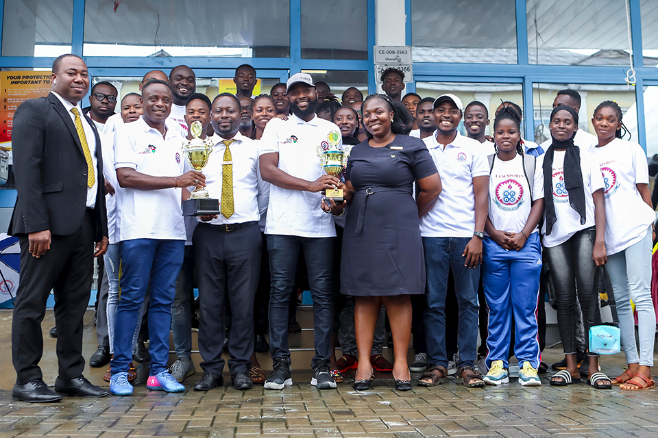 The contingents in a group photograph with the staff of their sponsors GCB Bank PLC
