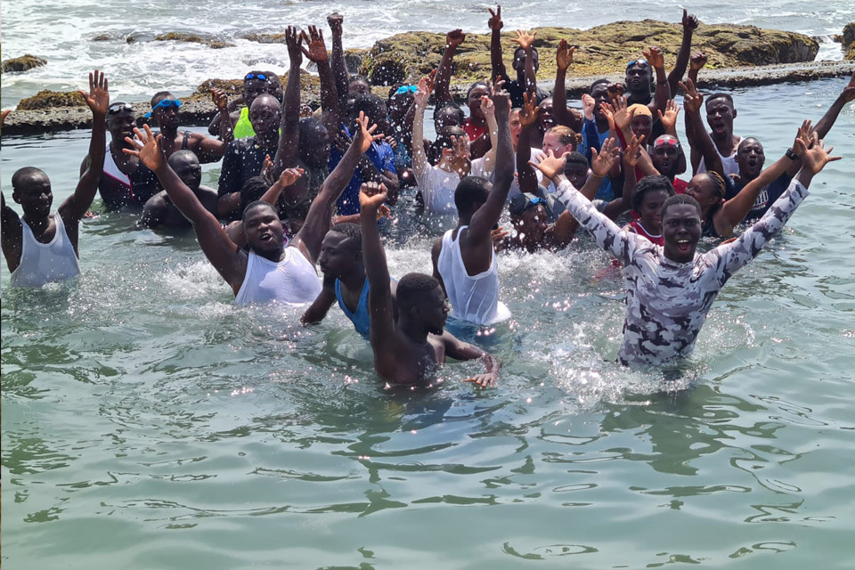 Participants during the practical lessons at Sir Charles Beach in Winneba