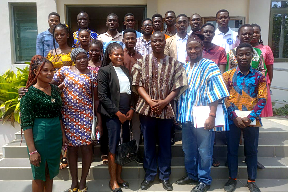 The Ag. Director of Health Services with a section of students