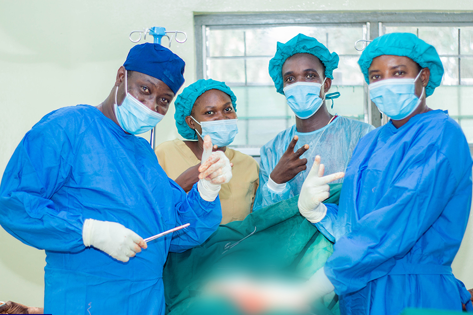 The Ag. Director and his staff in a jubilant mood after successfully completing all three surgeries