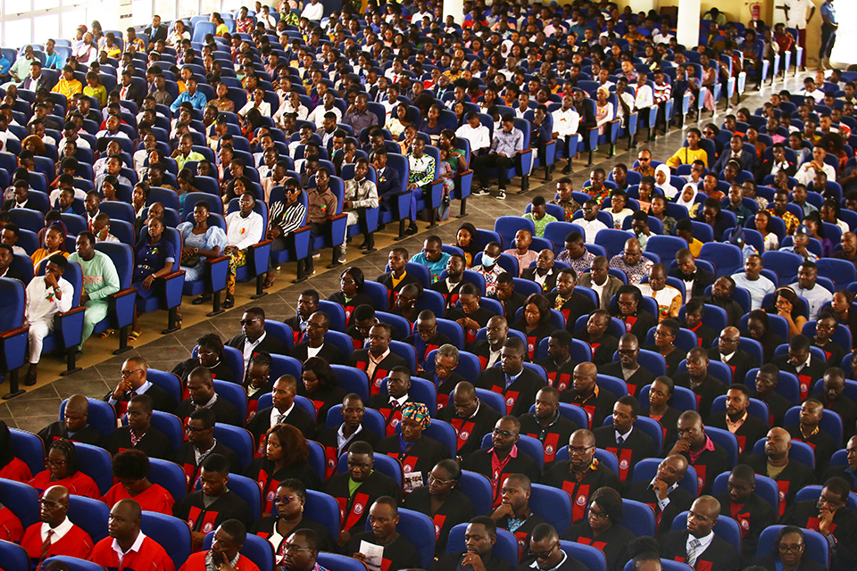 A cross-section of matriculants and members of convocation at the Jophus Anamuah-Mensah Conference Centre, North Campus, Winneba