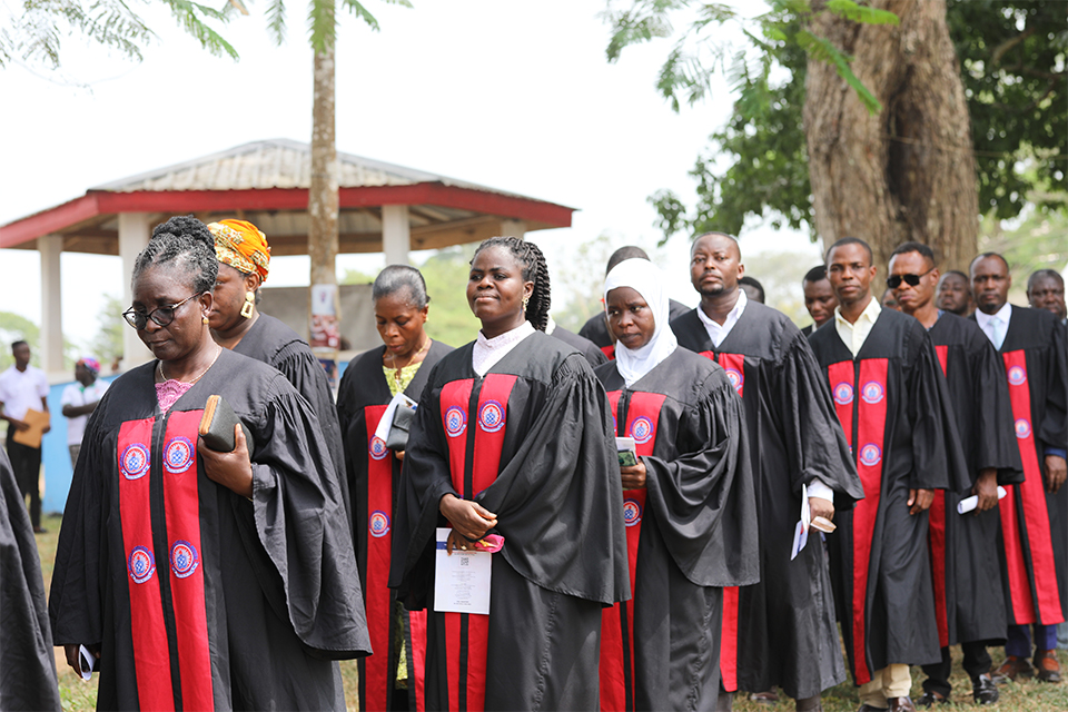 Procession of members of convocation to the Ceremonial Grounds, Ajumako Campus