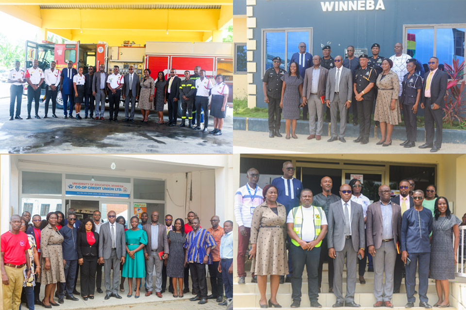 Sections of visited decentralised institutions from top L-R: GNFS, Ateitu Police Station, Electricity Company of Ghana and  UEW Cooperative Credit Union