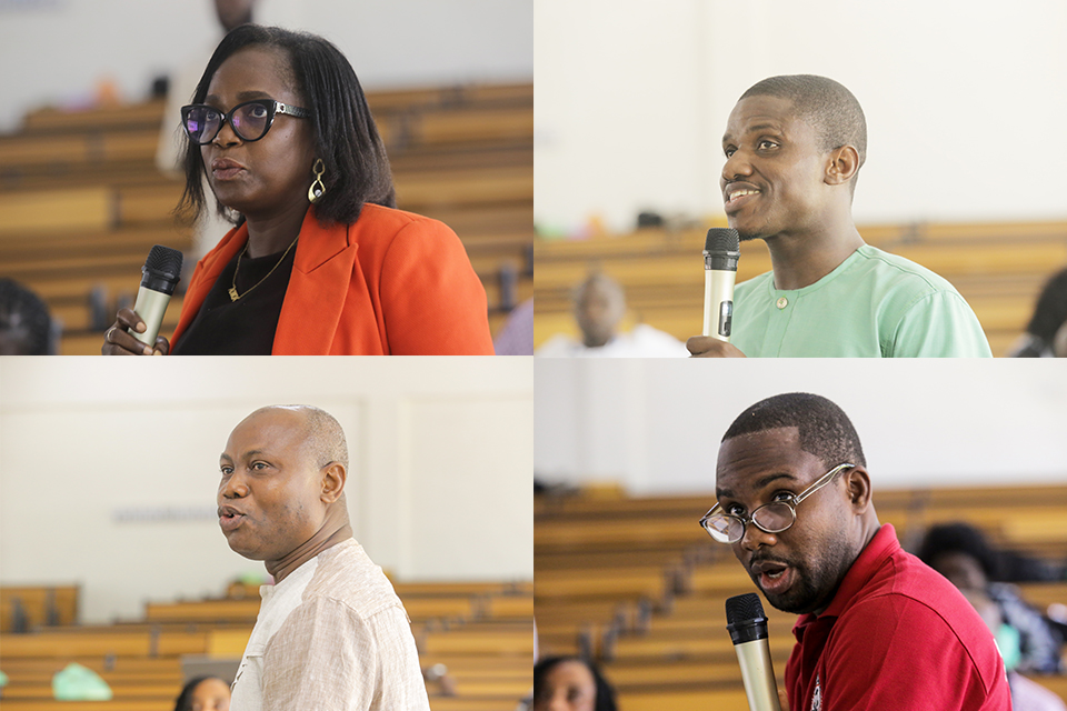 Facilitators from top L-R: Prof. Esther Yeboah Danso-Wiredu, Mr. Emmanuel Lauren Oblie, Dr. Franck Dovonou and Rev. Fr. Anthony Adaw, PhD