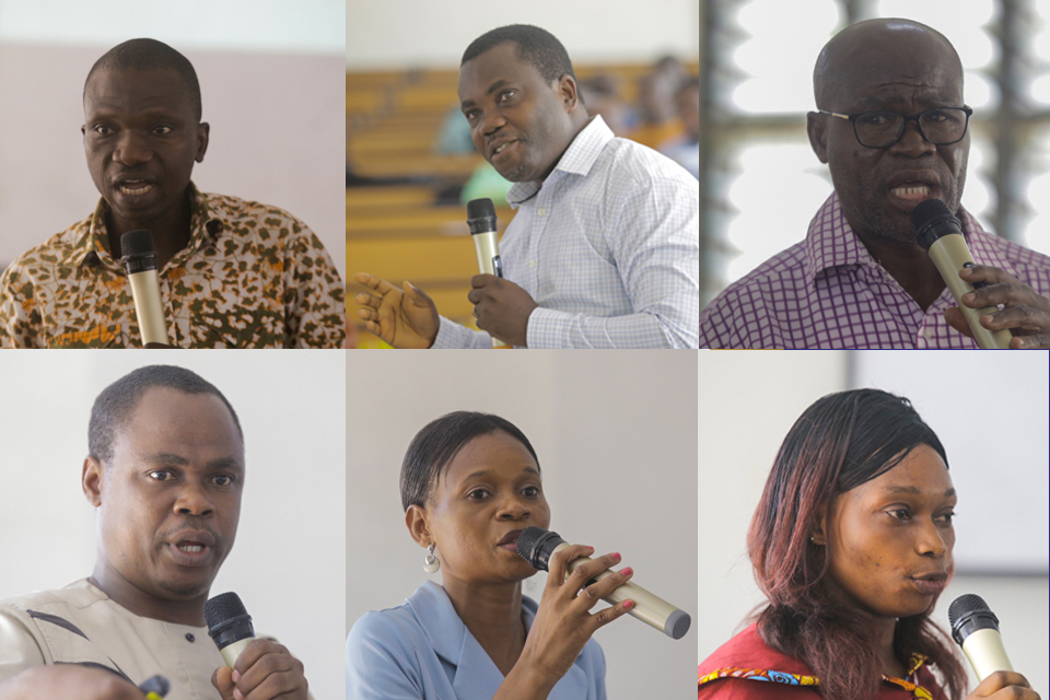 Top row from L-R: Dr. Abraham Kwesi Bisilki, Dr. Rogers Krobea Asante and Dr. Martin Martin Kyiileyang; bottom row from L-R: Mr. Felix Mawudor Vorvor, Ms. Ernestine Abla Segbedzi and Ms. Gifty Agbesi
