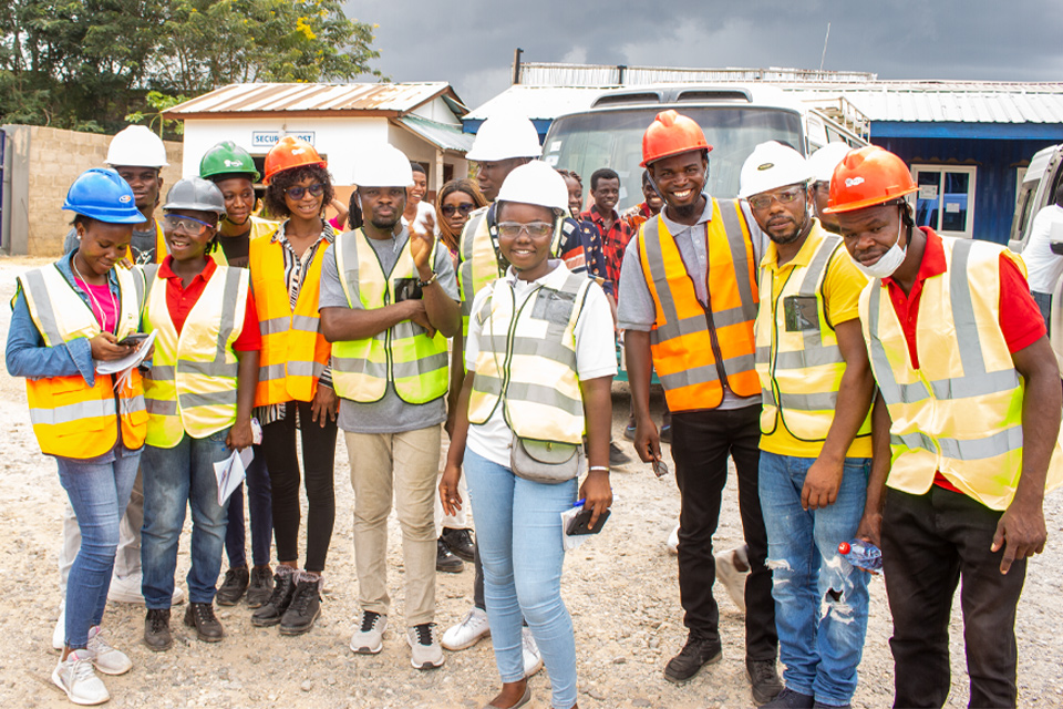 Students at one of the waste management site 