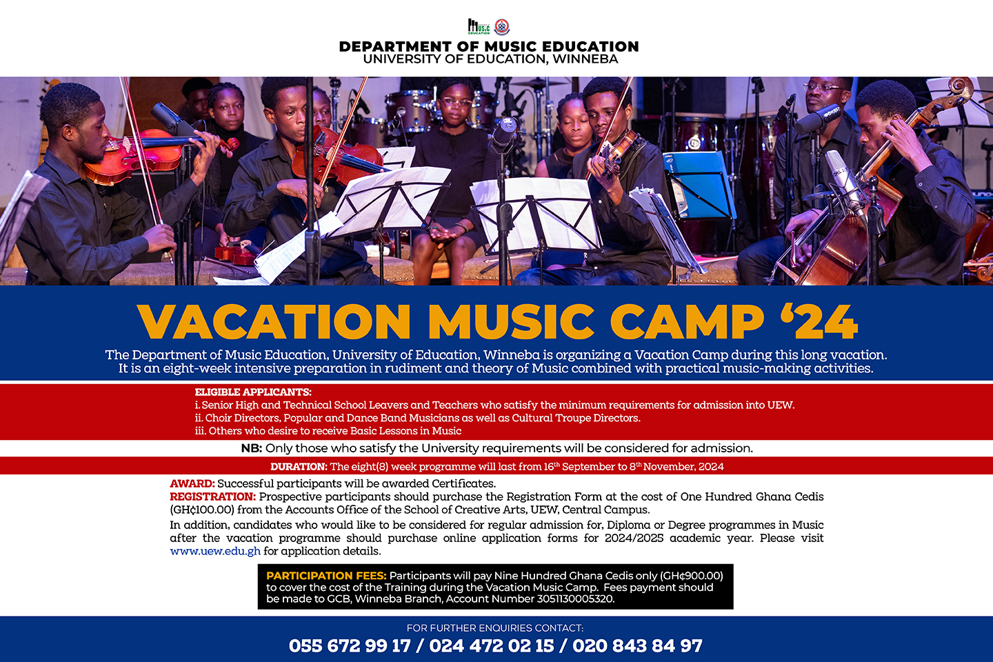 Cover design for the Vacation Music Camp 2024