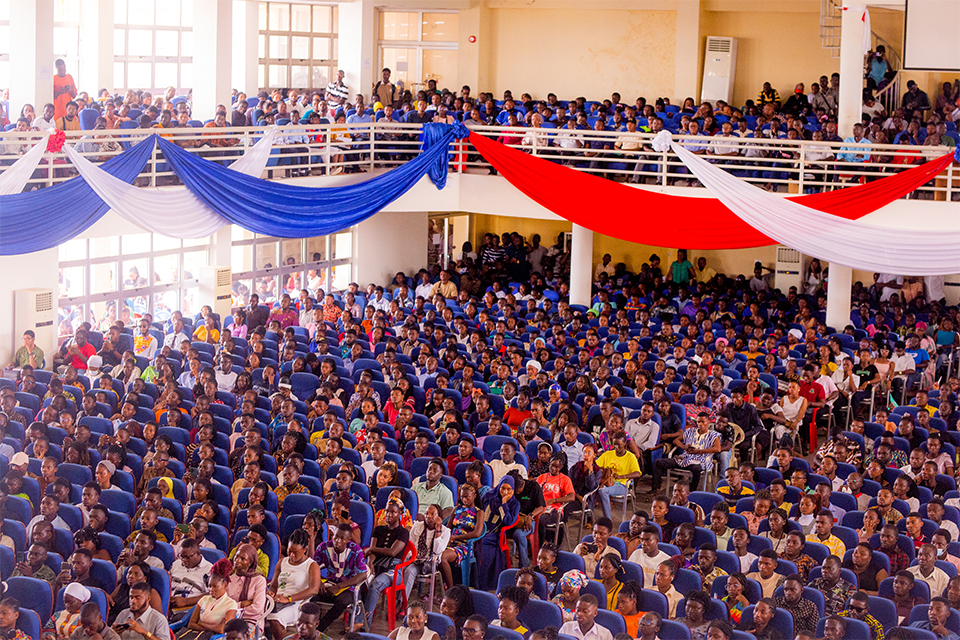 A cross-section of students at the Jophus Anamuah-Mensah Conference Centre 