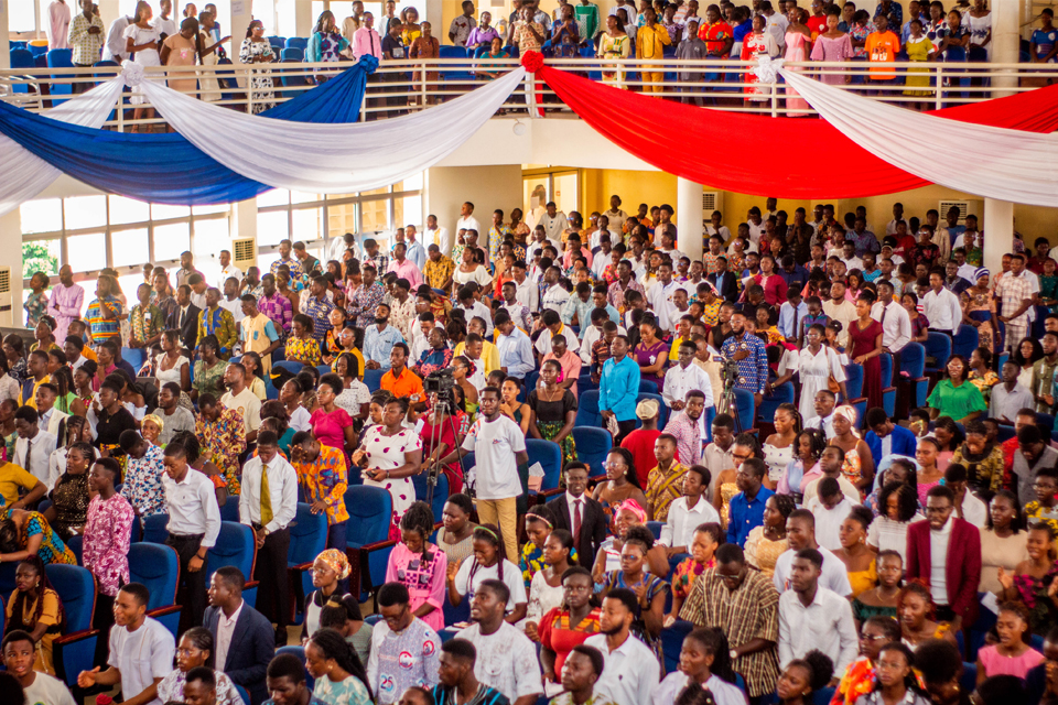 An aerial view of congregants at the Jophus Anamuah-Mensah Conference Centre