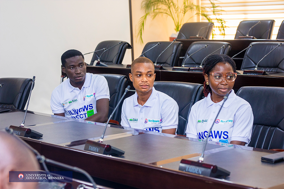 The three honoured scholars, namely (from left to right) Raphael Sanzah, William Konlan and Esther Mensah