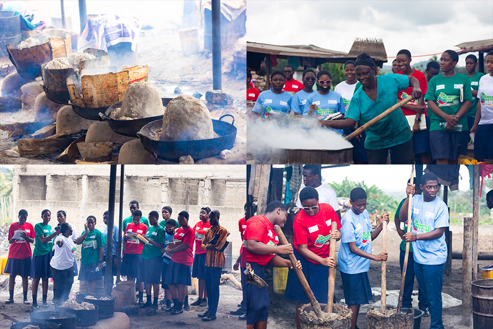 An image illustrating the various activities involved in soap production