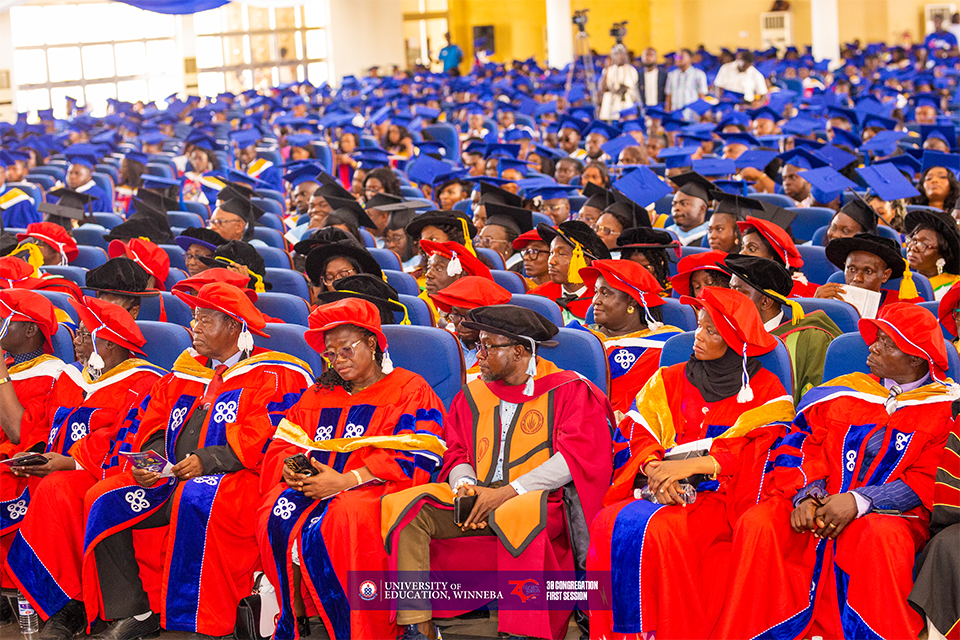 A cross-section of faculty members and graduating students 
