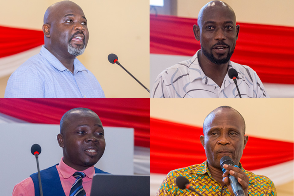 Resource persons from top L-R: Mr. Raymond Bentum Boison, Dr. Victor Q. N. Teye, Sqn. Ldr. Daniel Kwaku Sapey and Mr. Joseph Mumuni Bentoh