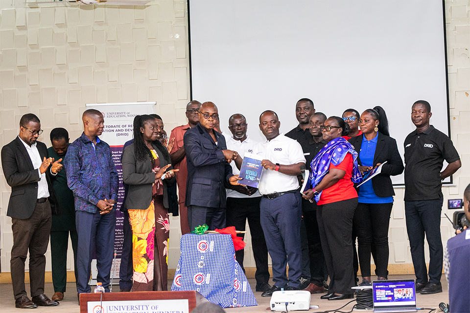 The Vice-Chancellor launching the inaugural edition of the UEW Research Report