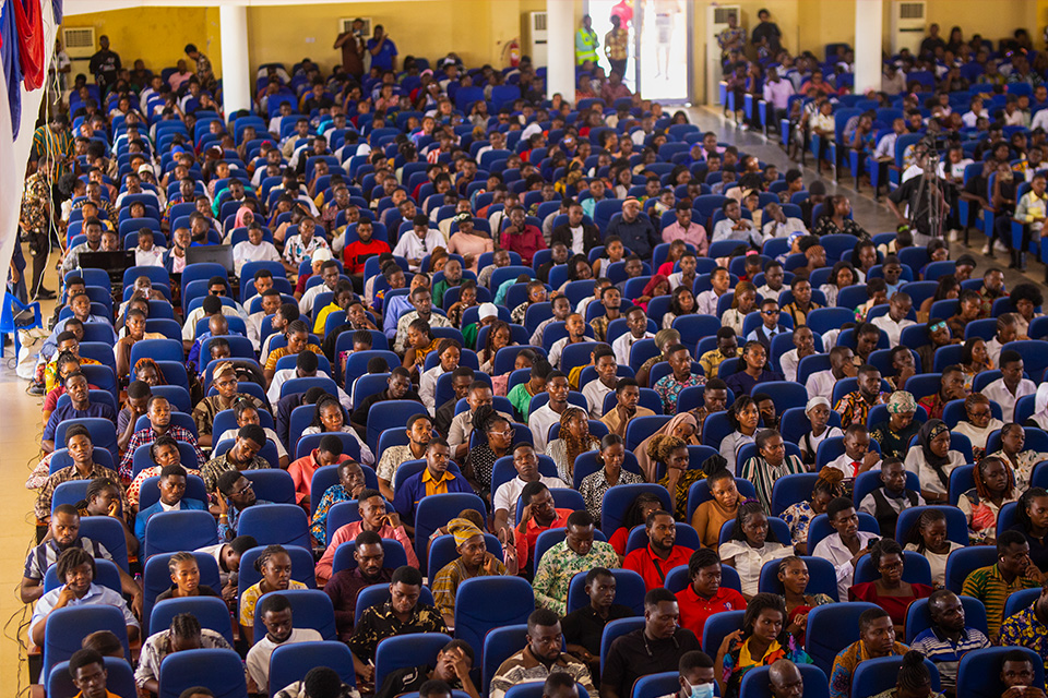 An aerial view of attendees 