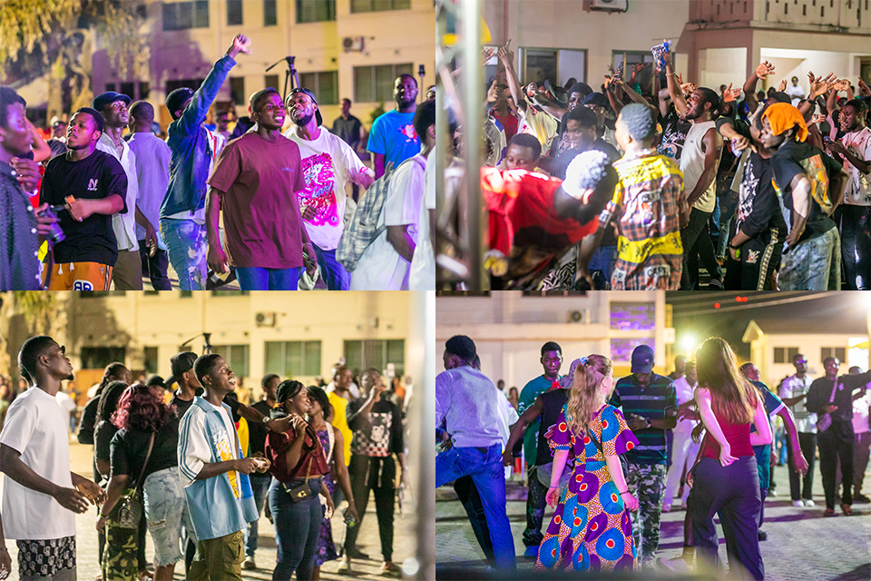 An image illustrating the audience enjoying the lively reggae renditions performed by the UEW Pop Band