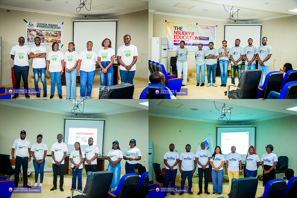 An image showing members of the Emperls, Theewag, Ginpret and EcoSan groups being evaluated after their presentations