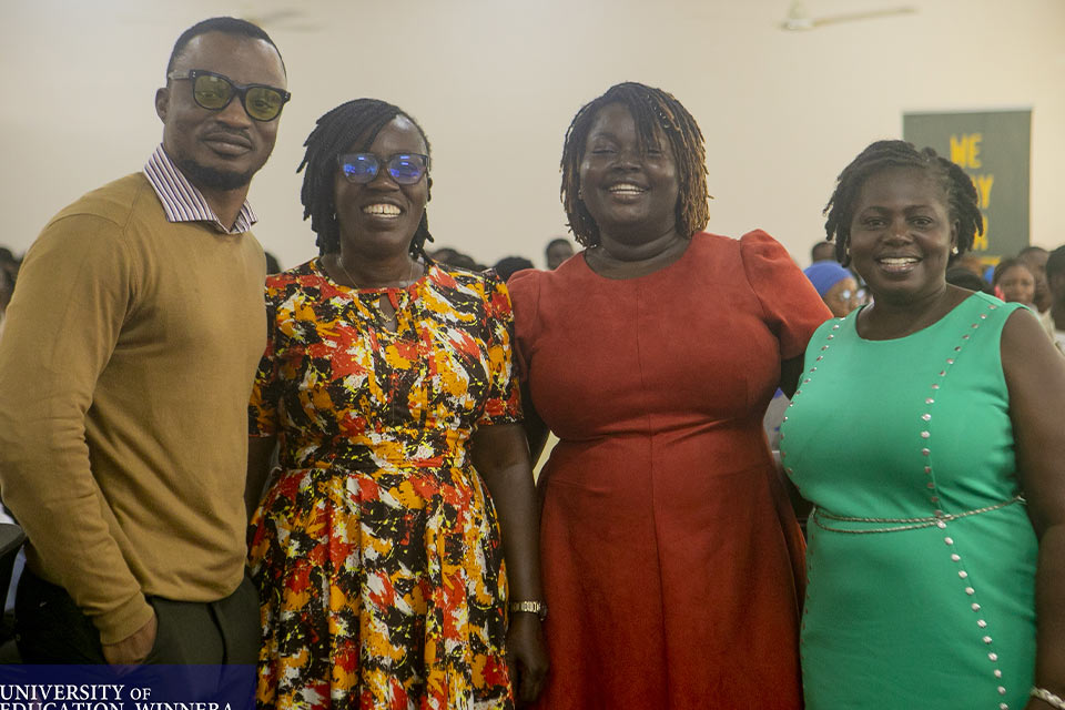 Social Studies lecturers and the Coordinator of the Right to Play Centre of Excellence in a post after the programme