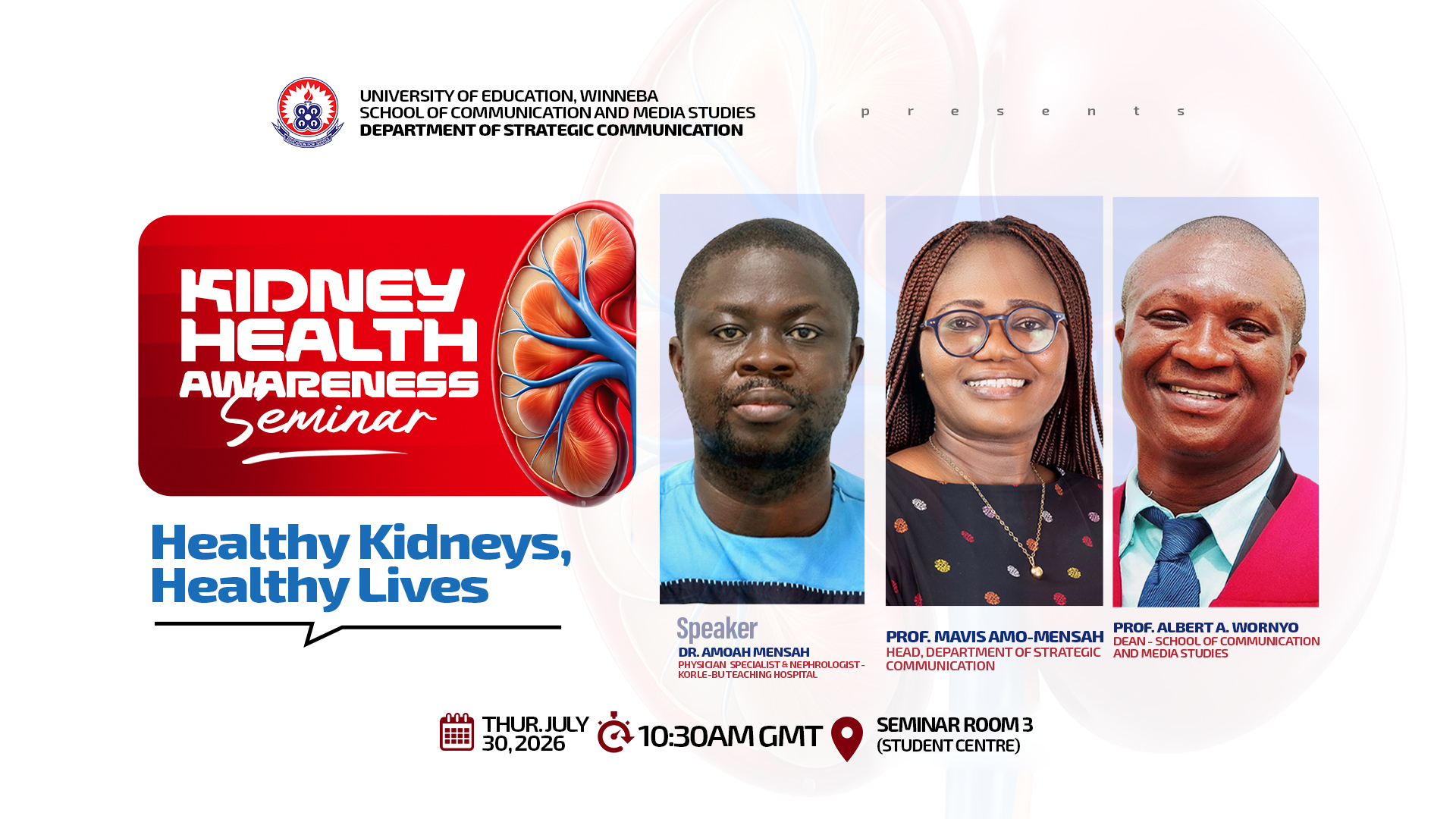 Department of Strategic Communication to Hold Kidney Health Awareness Seminar