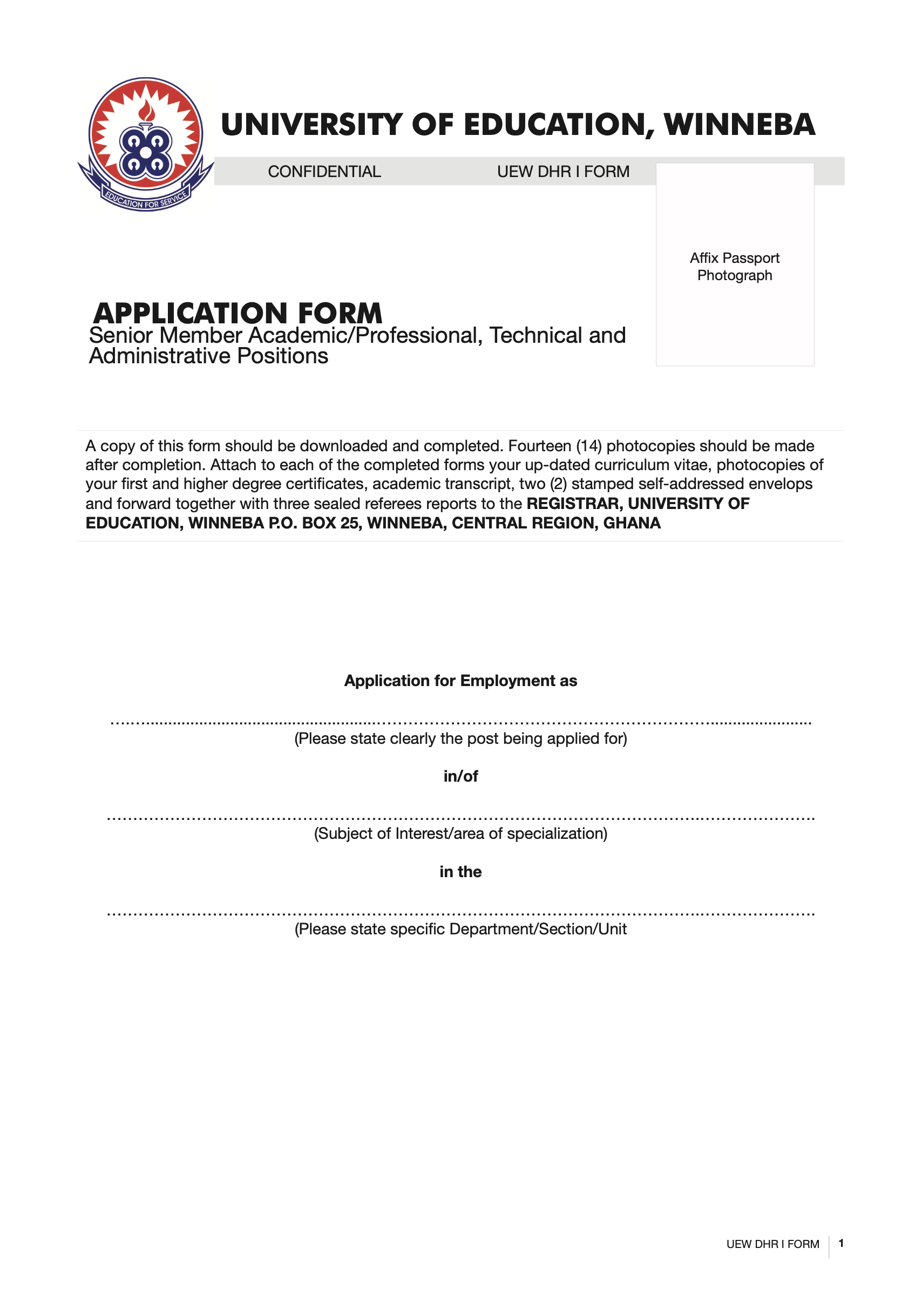Application Form - Senior Members