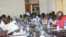 A picture of the participants under training