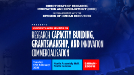 Seminar on Research Capacity Building, Grantsmanship, and Innovation Commercialisation