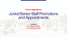 Call for Applications: Junior/Senior Staff Promotions and Appointments