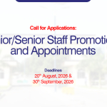 Call for Applications: Junior/Senior Staff Promotions and Appointments